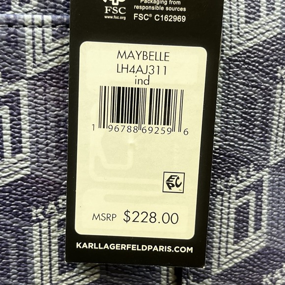 Karl Lagerfeld Paris Choupette Cat Maybelle Tote Bag Purse Blue Geometric NWT - Picture 5 of 6